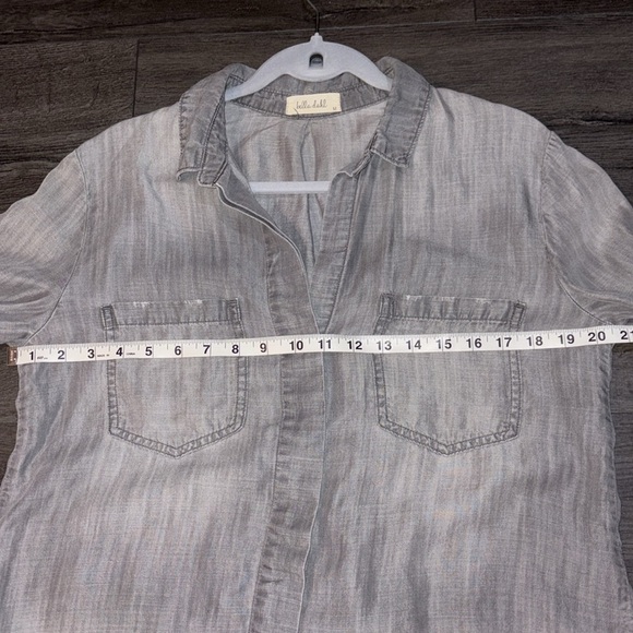 Bella Dahl Soft Tencel Button Front Shirt w/Frayed Hem Size Medium Chambray Grey - Picture 13 of 15